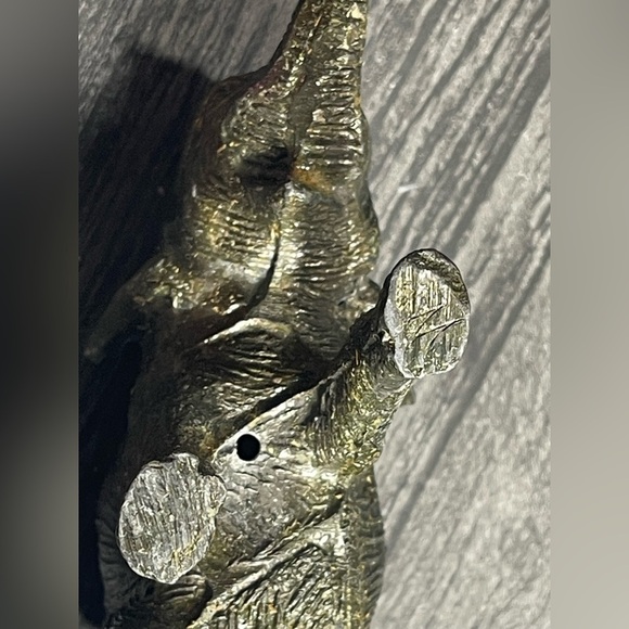 Vintage Cast Metal Black Gold Bronze Elephant Trunk Up Signed by Artist M - Picture 7 of 13